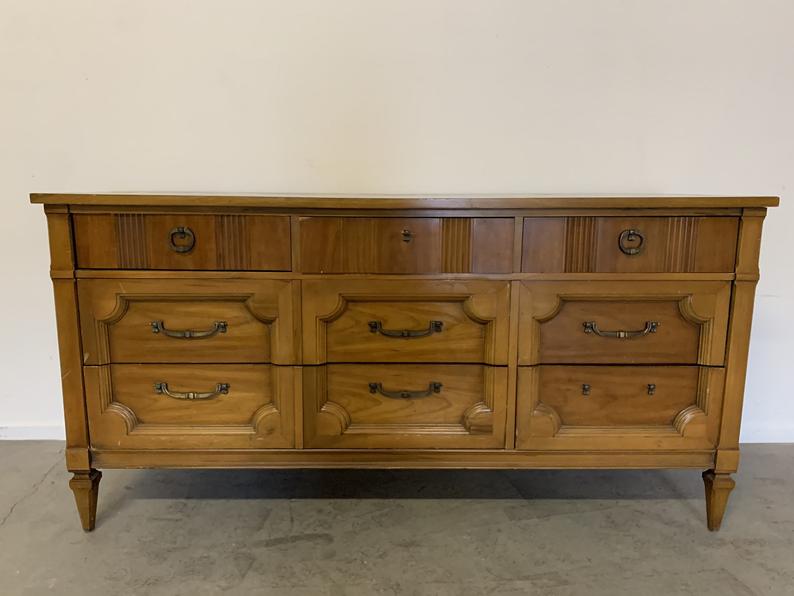 Richmond Biggs Dresser Chest of Drawers in Green Lacquer and Brass