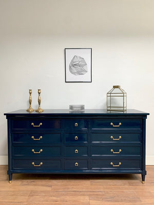 Navy lacquered White Furniture Co Mid Century MCM Dresser