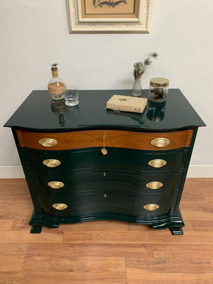 Richmond Biggs Dresser Chest of Drawers in Green Lacquer and Brass McKenna Design Co. Richmond Biggs Dresser Chest of Drawers in Green Lacquer and Brass McKenna Design Co.