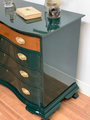 Richmond Biggs Dresser Chest of Drawers in Green Lacquer and Brass McKenna Design Co. Richmond Biggs Dresser Chest of Drawers in Green Lacquer and Brass McKenna Design Co.