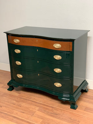 Richmond Biggs Dresser Chest of Drawers in Green Lacquer and Brass McKenna Design Co. Richmond Biggs Dresser Chest of Drawers in Green Lacquer and Brass McKenna Design Co.